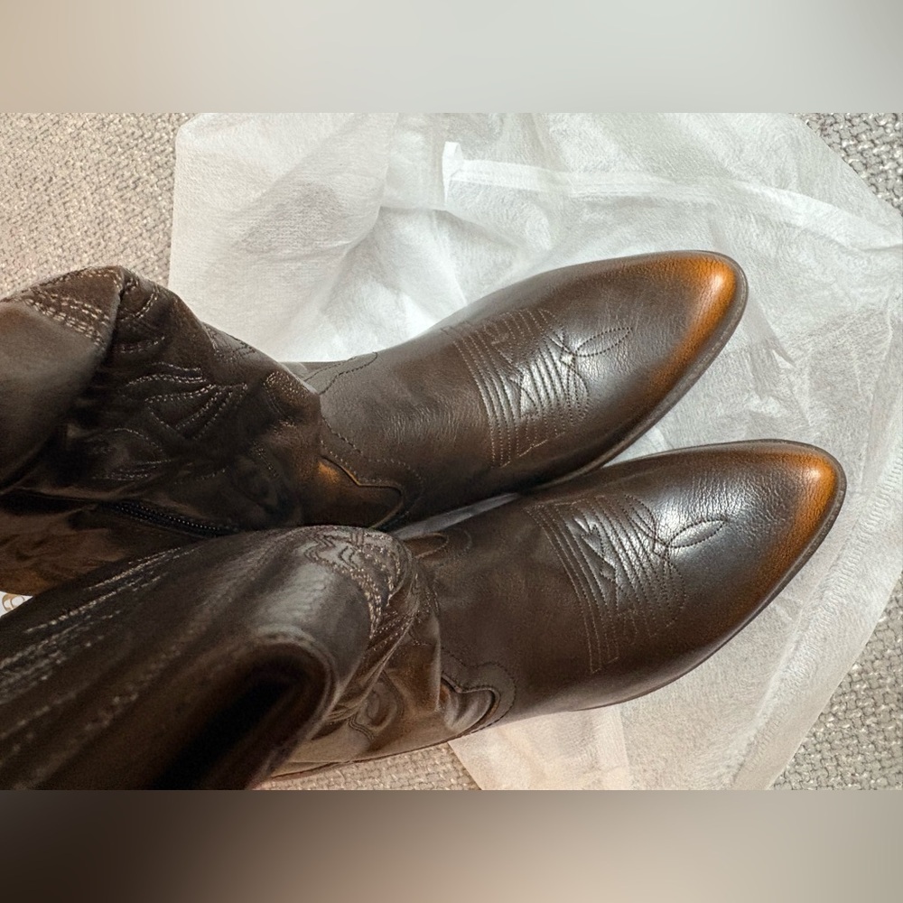 Simons Brown Western Ankle Boots Faux Leather EU 39 - Picture 8 of 12